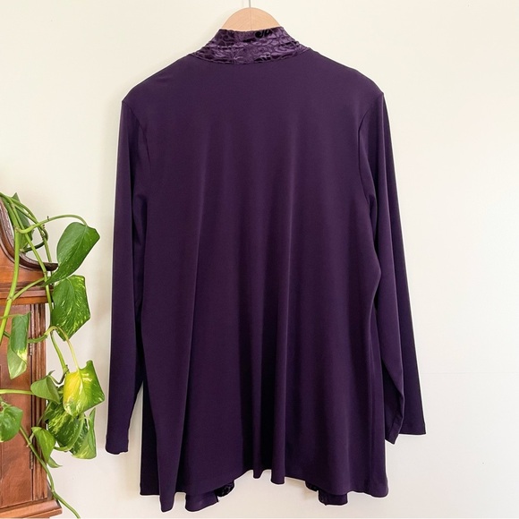 Christopher & Banks 2pc Purple Open Front Velvet Trim Cardigan & Tank Si… - Picture 6 of 10